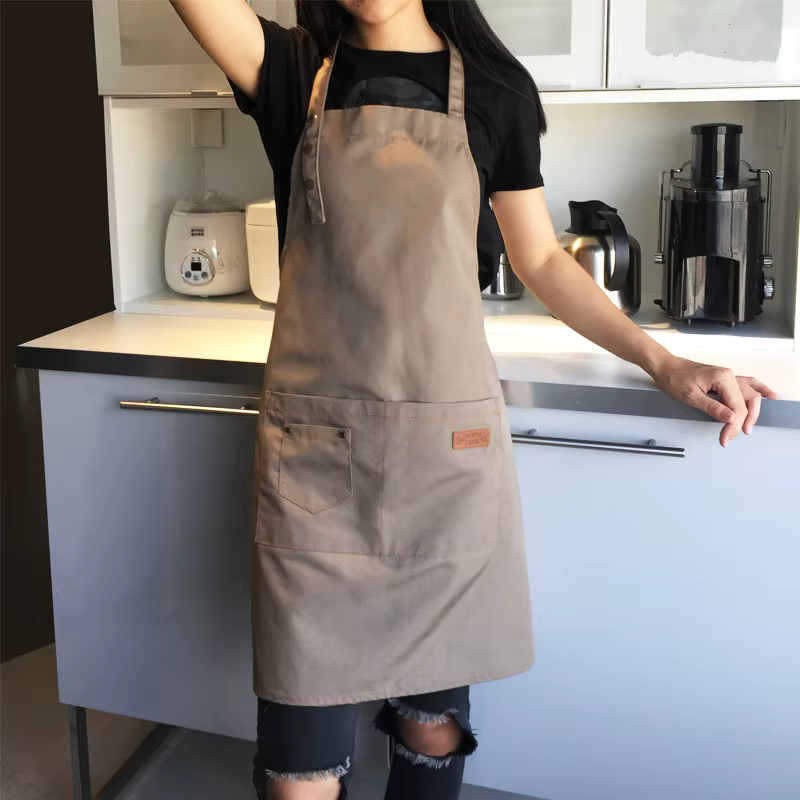 Tablier de cuisine imperméable, tablier de cuisine professionnel, uniforme de travail pour serveur de restaurant, femme/homme, avec poches, tablier de nettoyage