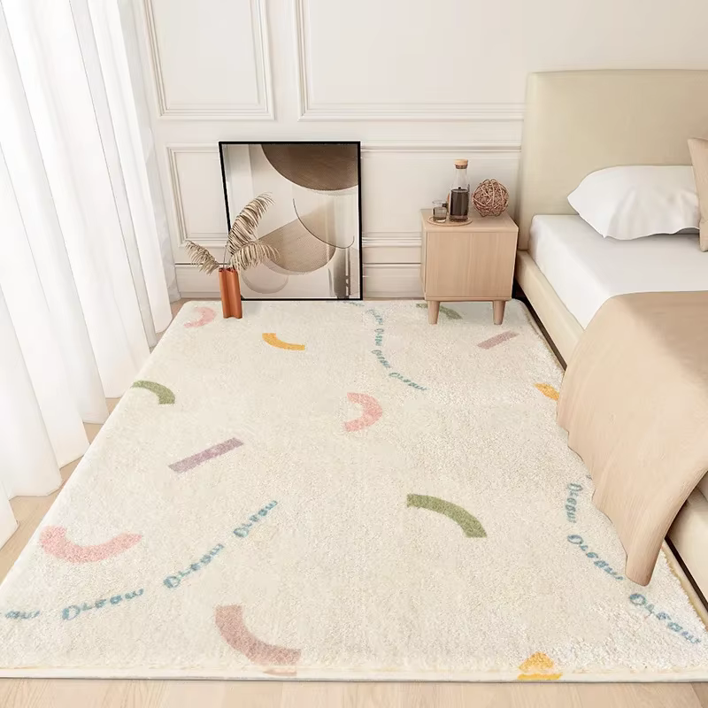 Tapis moelleux de chambre à coucher de minimalisme moderne