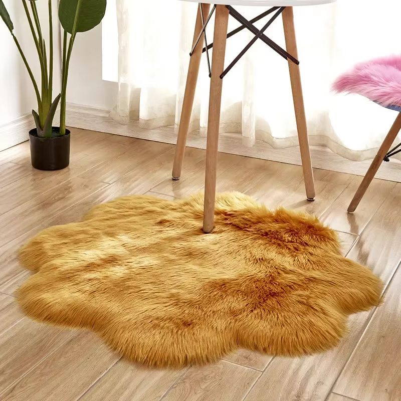 Tapis moderne antidérapant en fausse fourrure douce pour salon d'intérieur