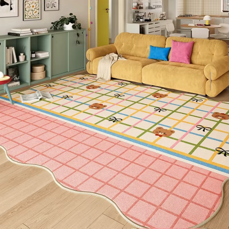 Tapis de décoration de chambre à coucher couleur Dopamine