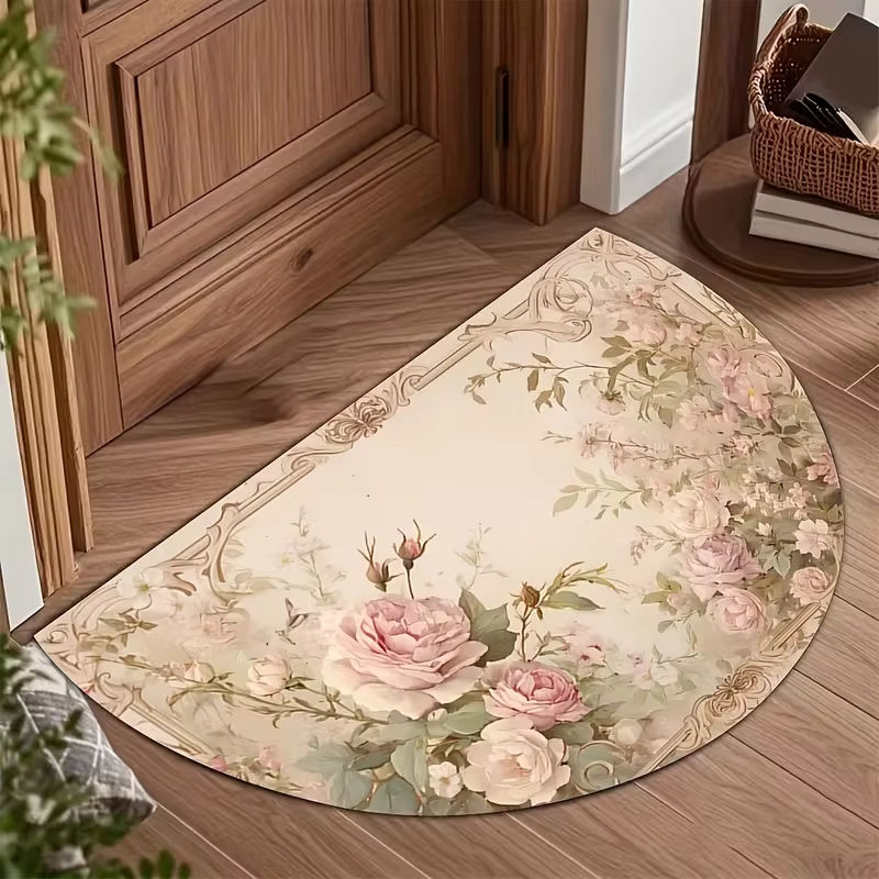 Tapis semi-circulaire à fleurs de style bohème
