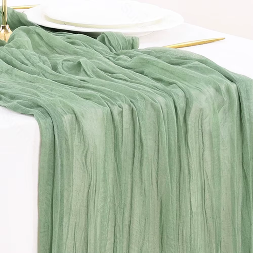 Chemin de Table vert sauge Boho rustique gaze tapis de Cheesecloth