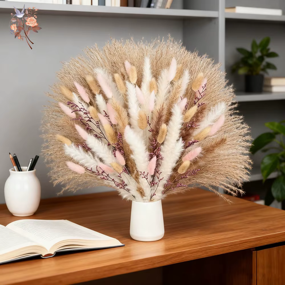 Queues de lapin Pampas moelleuses, herbe rose, fleurs séchées, décor de fête dans le jardin, bricolage, Arrangement Floral, artisanat, cadeaux de Couple