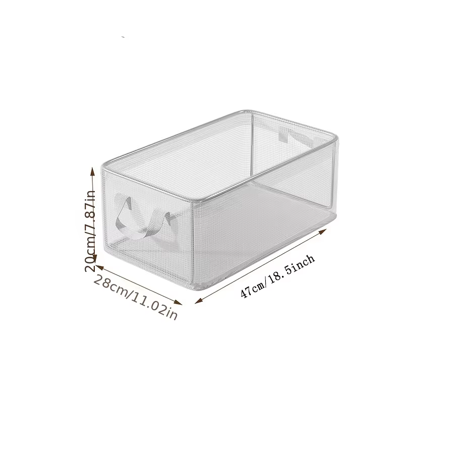 Boîte de rangement transparente en PVC avec cadre en acier, panier organisateur de sous-vêtements étanche pour l'organisation de la maison, du dortoir et du placard
