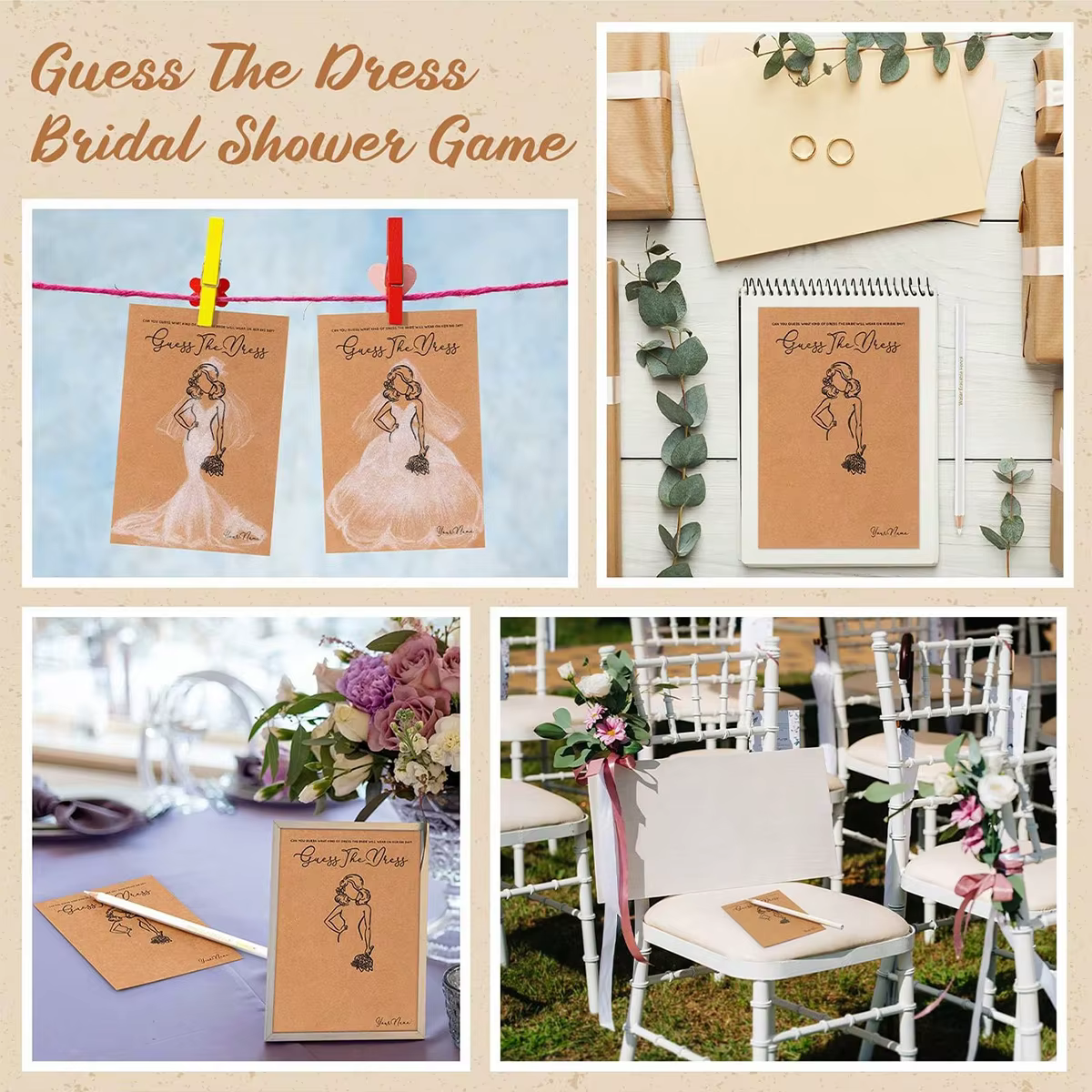 10 jeux de devinettes sur le thème de la robe pour la fête prénuptiale, incluant des cartes de jeu et des crayons solubles dans l'eau, fournitures amusantes pour mariage