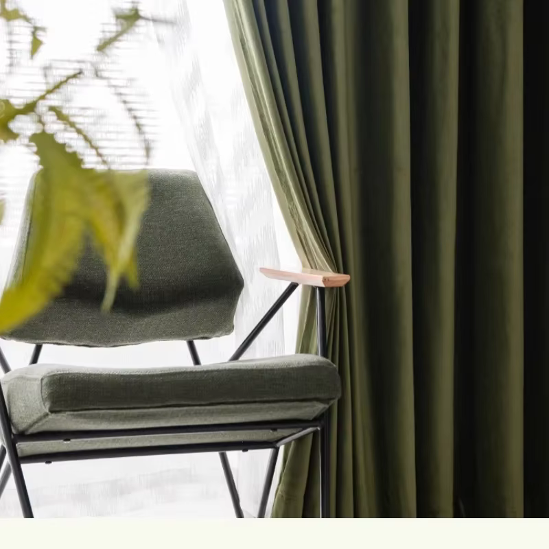 Rideaux en velours vert Olive pour salon chambre à coucher