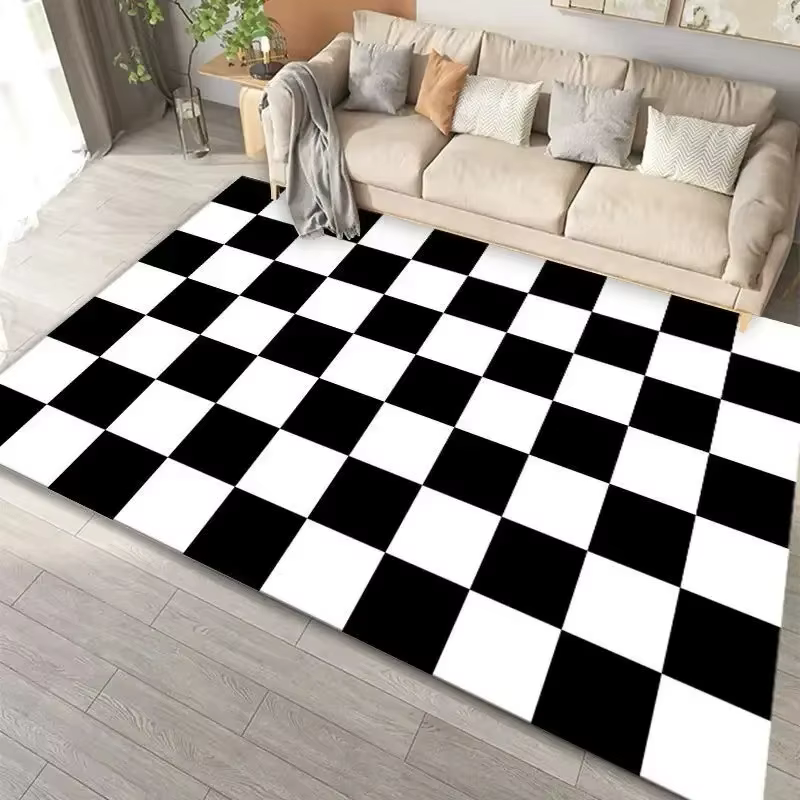 Tapis géométrique noir et blanc