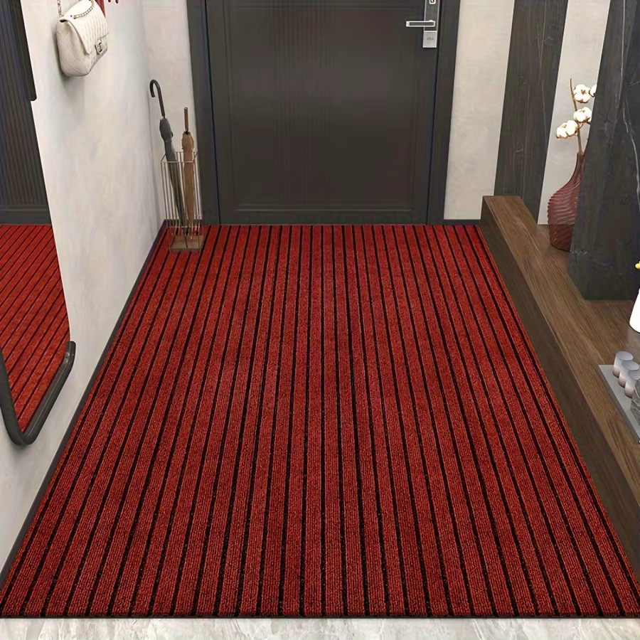 Tapis de porte de cuisine rayé de couleur unie