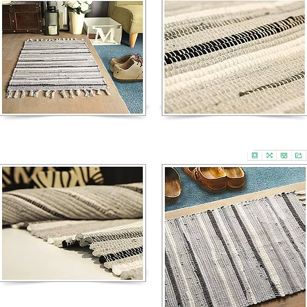Tapis et tapis à pampilles rétro en tissu de coton