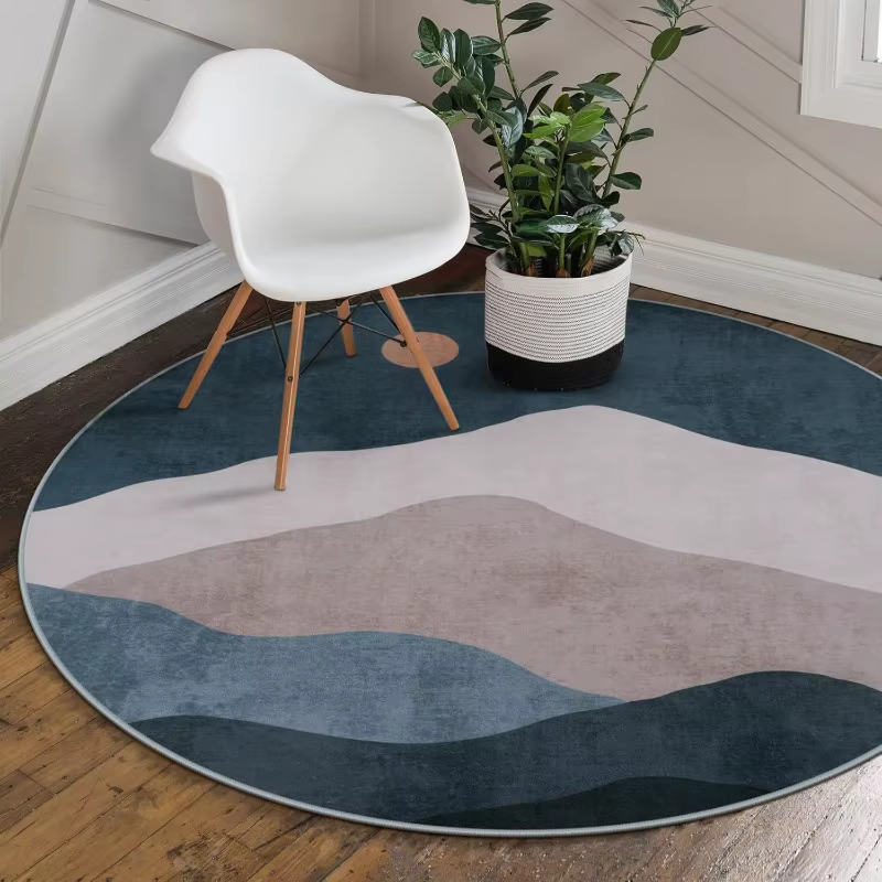 Grand tapis rond géométrique de paysage