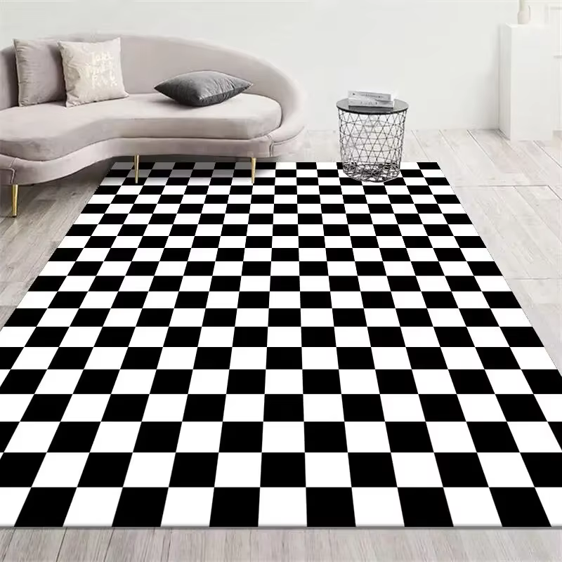 Tapis en damier rétro à la mode