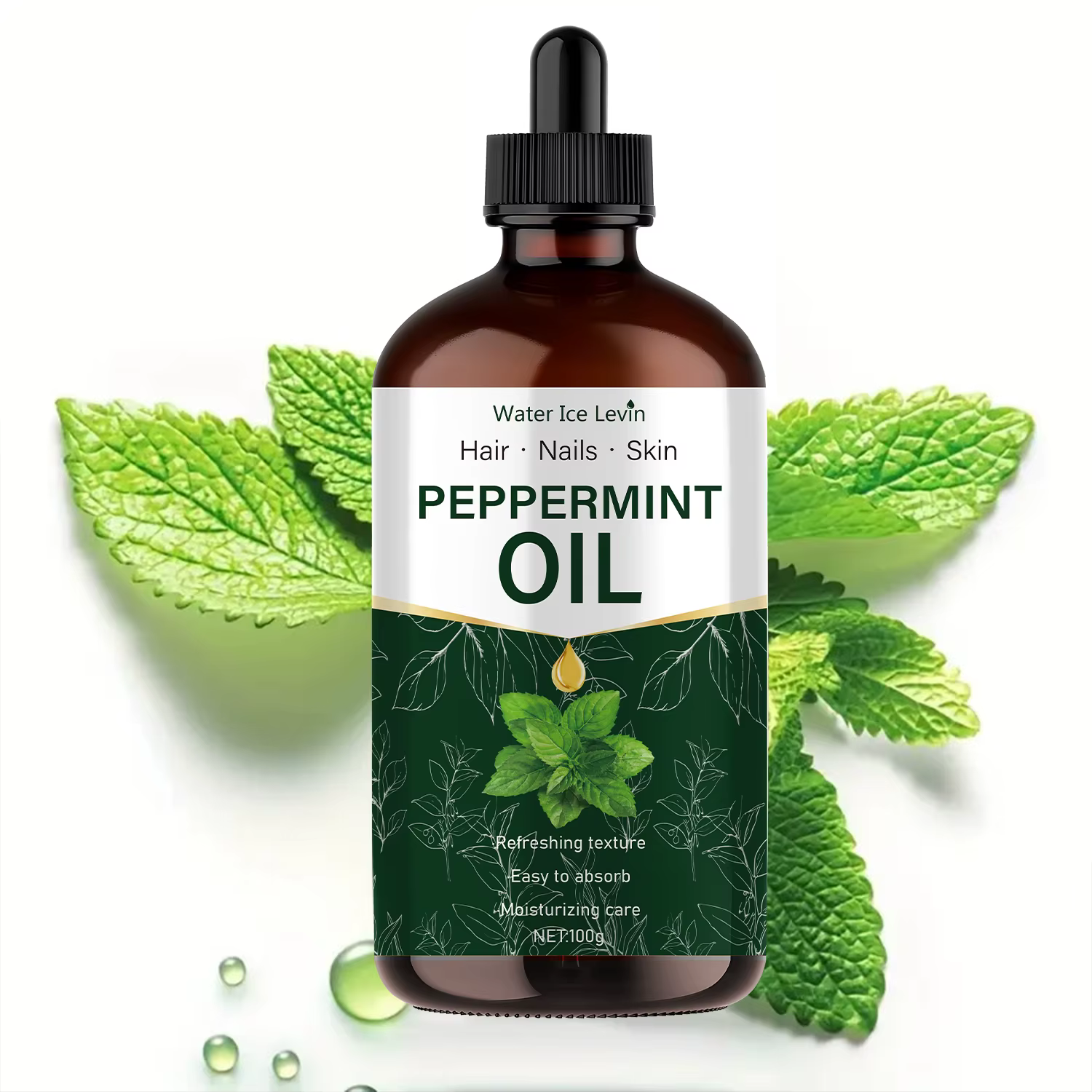 Huile essentielle de menthe poivrée 100g, extraite de plantes naturelles, hypoallergénique, huile de massage hydratante adaptée aux hommes et aux femmes, pour les cheveux, les diffuseurs et les humidi