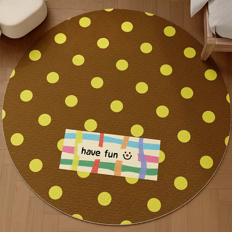 Tapis de chevet rétro à pois en velours Dralon
