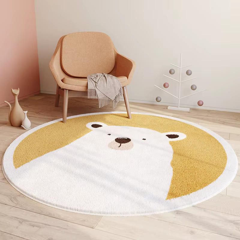 Tapis rond moderne de grande surface de dessin animé Ins