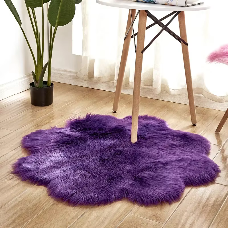 Tapis moderne antidérapant en fausse fourrure douce pour salon d'intérieur