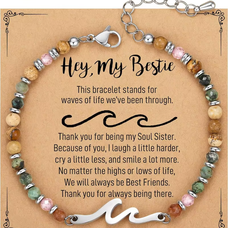 Cadeaux d'amis pour femmes, cadeau de sœur, Bracelets d'amitié, Bracelet de bas de Noël d'anniversaire de meilleur ami Wave Bestie