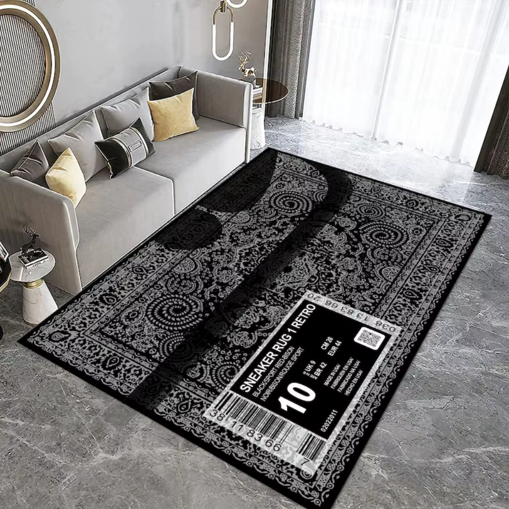 Tapis de Culture pour baskets, Streetwear urbain, typographie, décoration de la maison, ton noir et rouge, pour salon, chambre à coucher