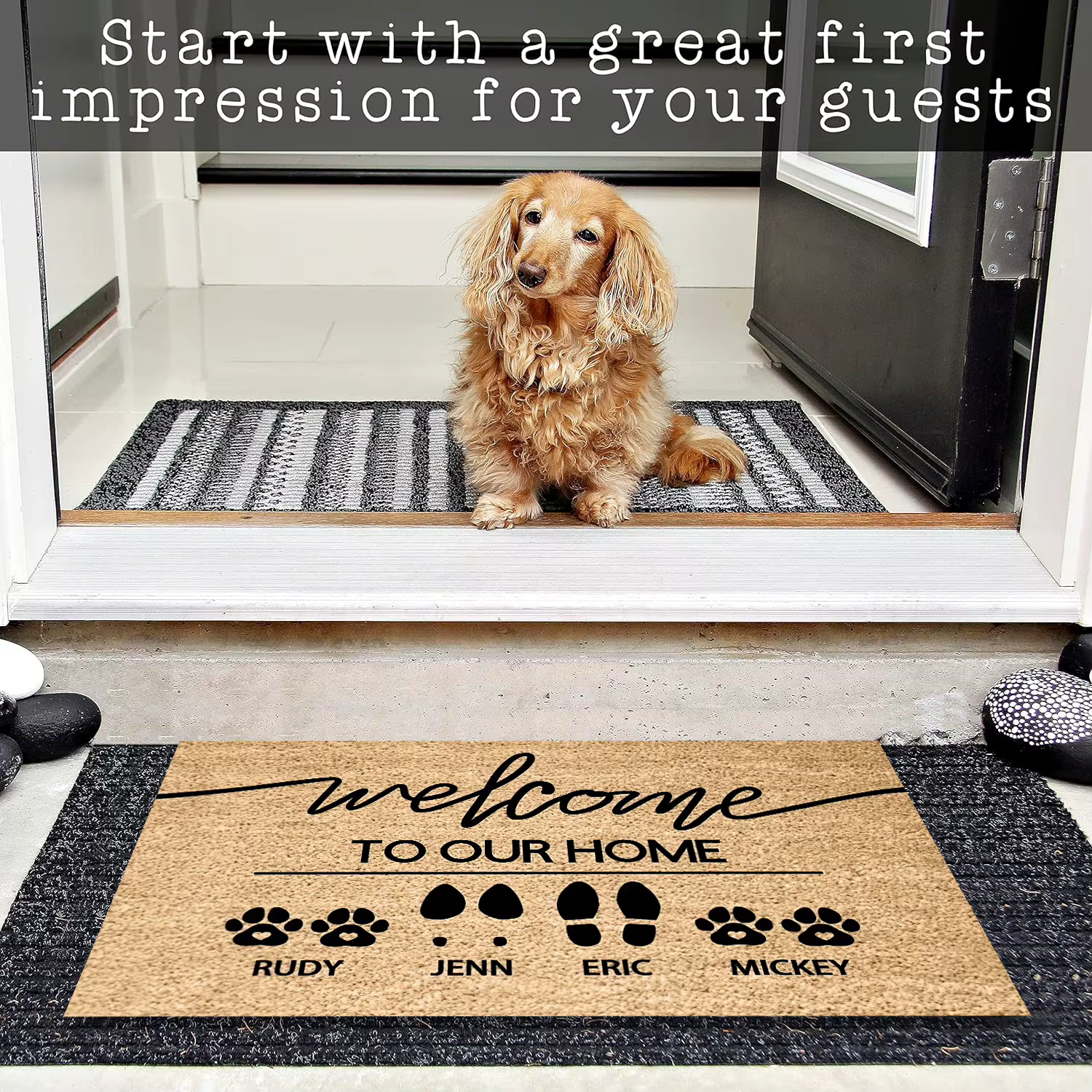 Tapis d'accueil personnalisé pour la famille