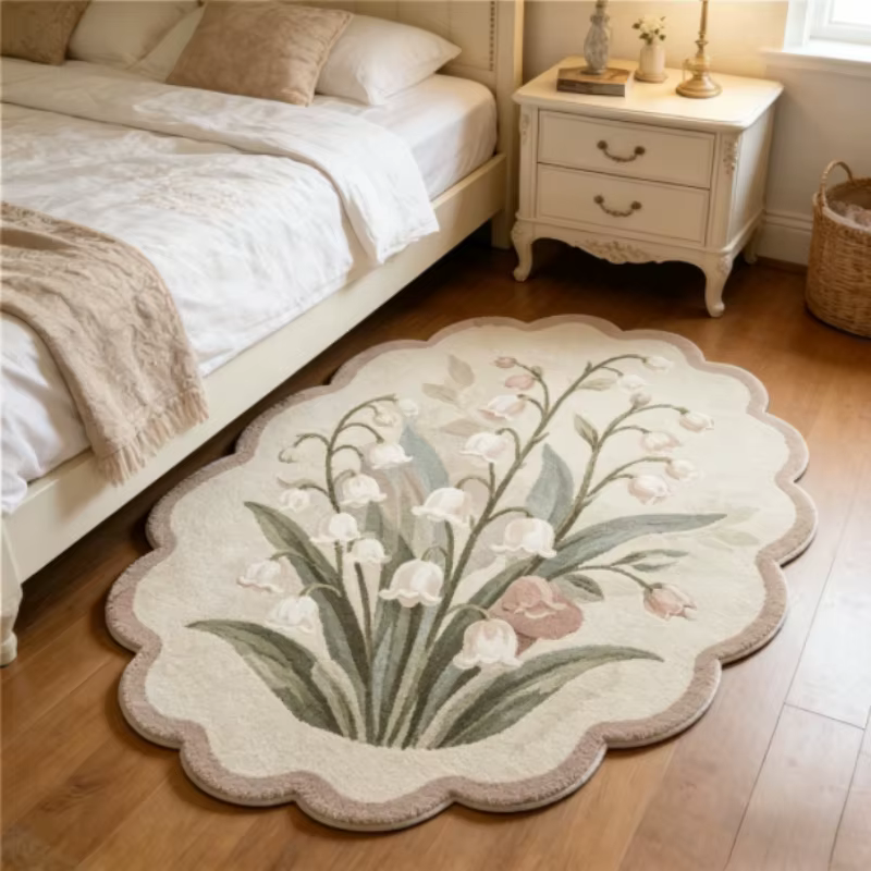 Tapis en peluche de style français pour la décoration de chambre à coucher