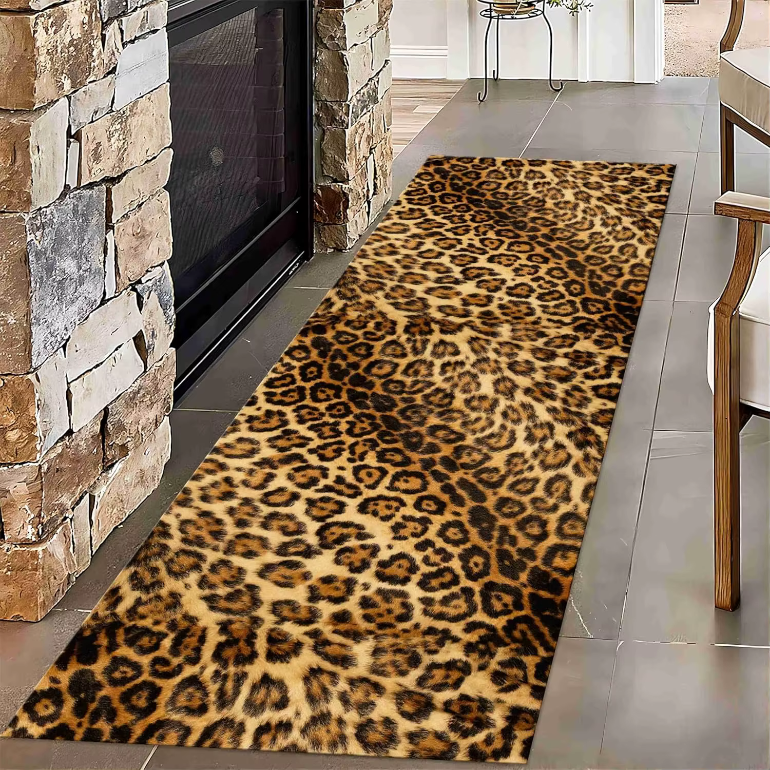 Tapis de zone imprimé léopard vintage
