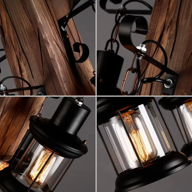 Vintage bois LED lampes suspendues du milieu du siècle
