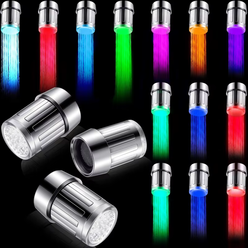 Robinet LED sensible à la température, économie d'eau, capteur de cuisine et de salle de bains, 7 couleurs changeantes, tête de robinet aérateur, buse de douche