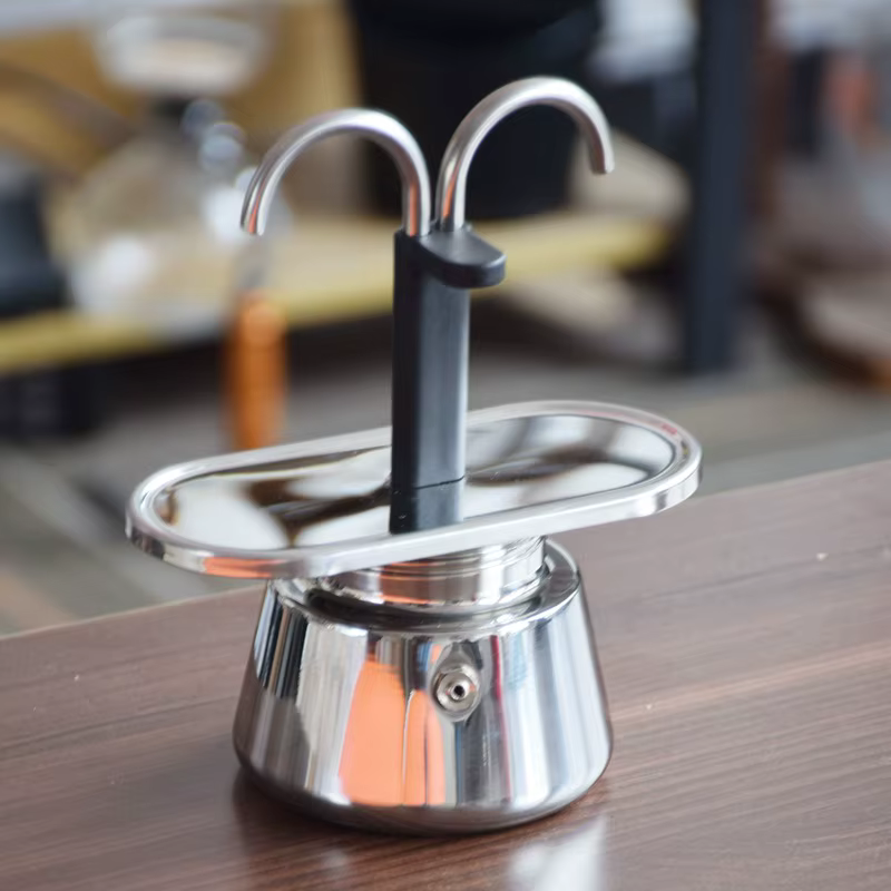 Moka Pot à double tube en acier inoxydable 304, cafetière italienne, mini cafetière à main, appareil à café, outil de cuisine