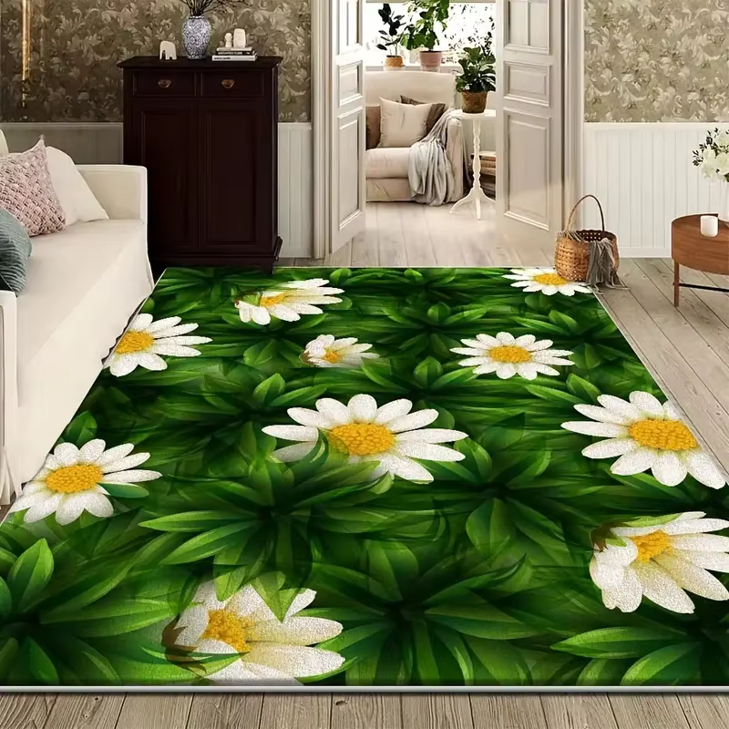 Tapis de sol imprimé fleurs de marguerite fraîches