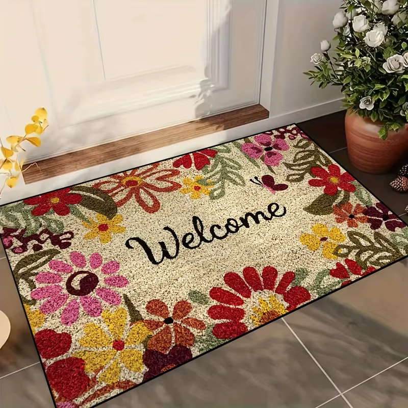 VIKAMA Garden Style Tapis de bienvenue à fleurs