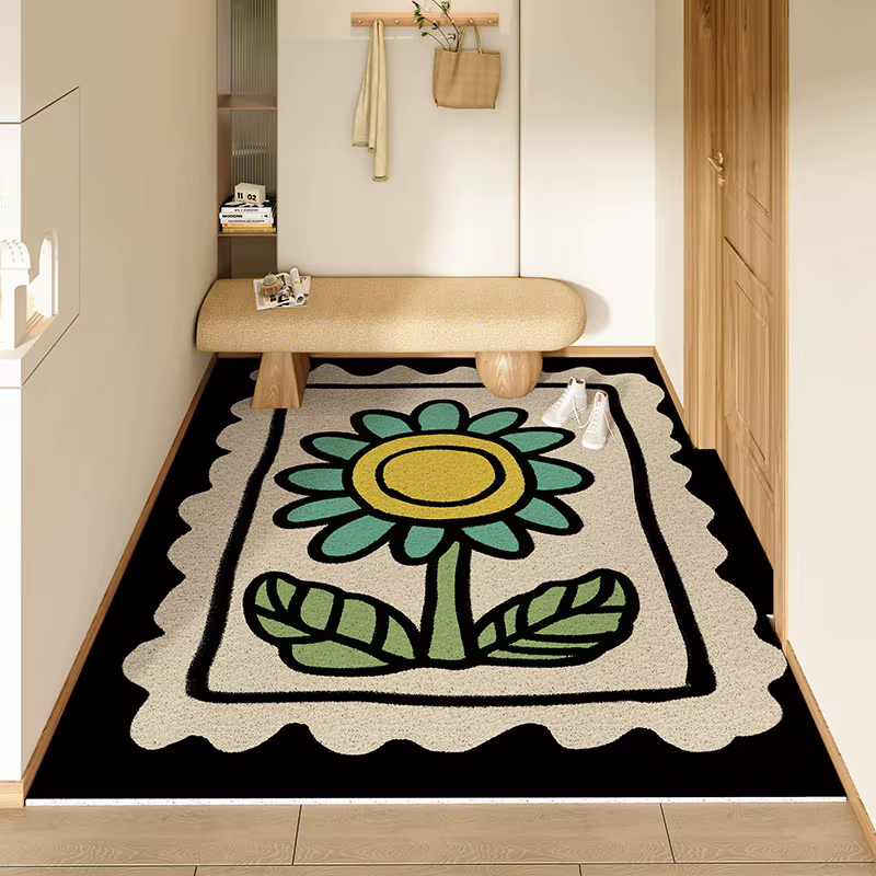Tapis d'entrée bohème, Design à bords ondulés