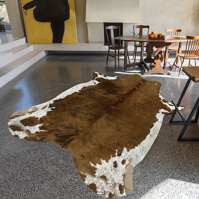 Tapis en peau de vache imprimé vache