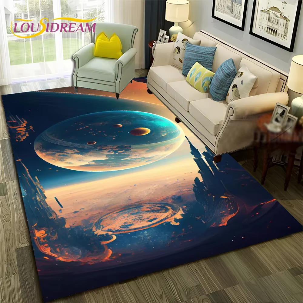 Tapis de sol antidérapant avec espace de l'univers 3D