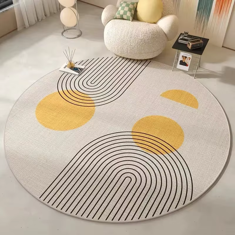 VIKAMA Tapis rond minimaliste antidérapant et durable pour salon