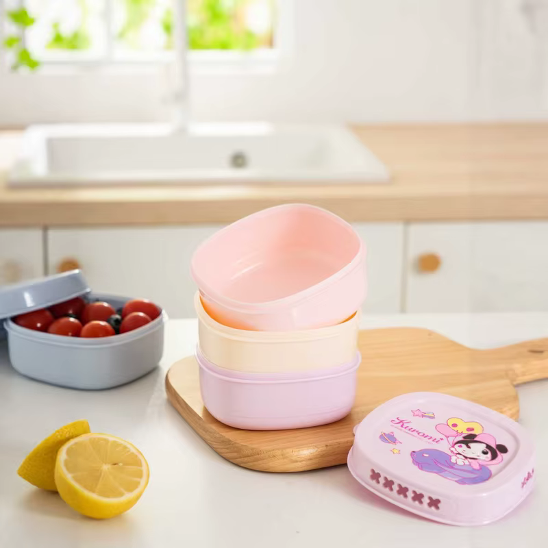 Contenants de rangement alimentaire de cuisine Hello Kitty Kuromi, égouttoirs à fruits, contenants de rangement pour réfrigérateur avec couvercles