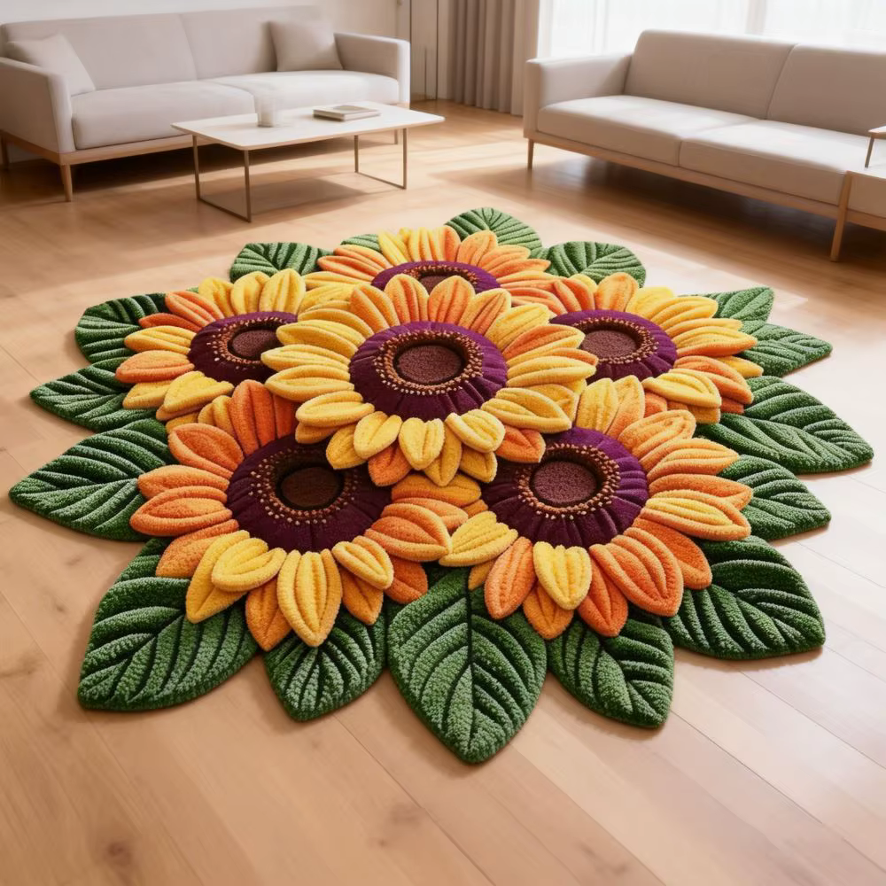 Tapis de sol en forme de tournesol durable