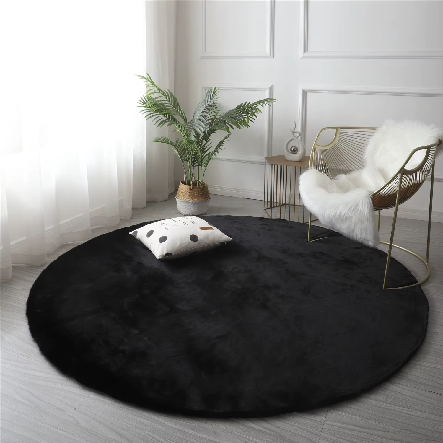 Tapis en fausse fourrure de lapin ultra doux pour salon