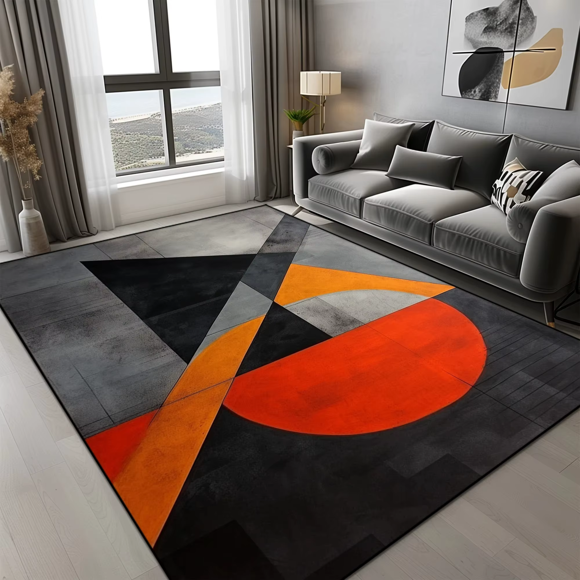 Tapis géométrique Orange pour salon