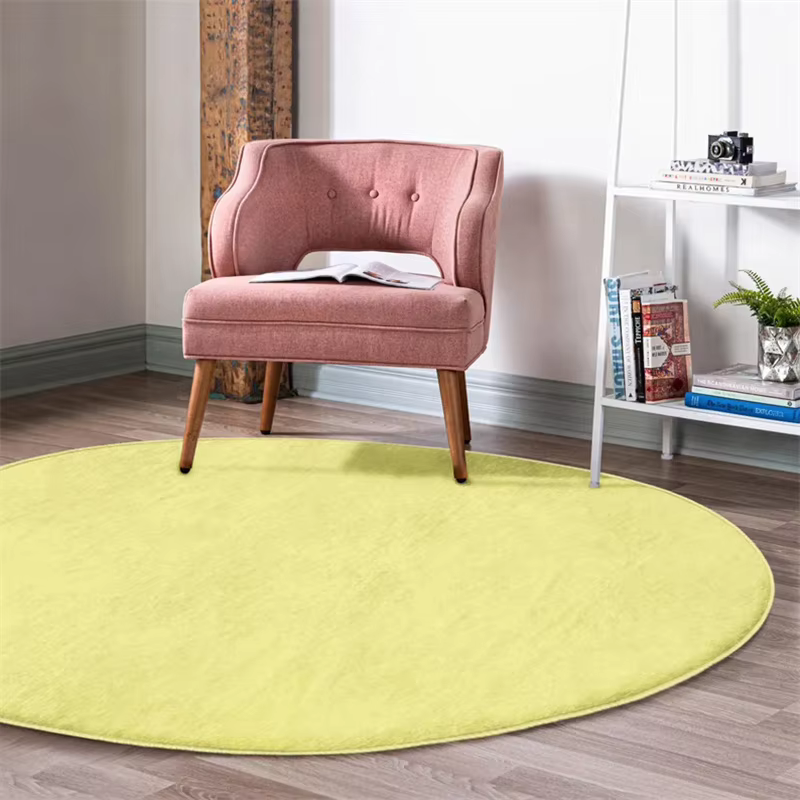 Pure Round Lea-Tapis de Sol de Luxe, Uni, Cercle Antidérapant, Polymères Solides, Tapis Vifs, Vert, Salon pour Enfants