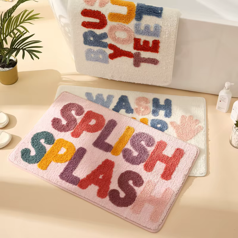 Tapis de salle de bain en microfibre antidérapant pour enfants