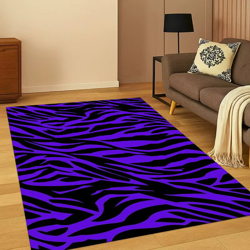 Tapis à rayures zèbre noir et blanc pour chambre à coucher