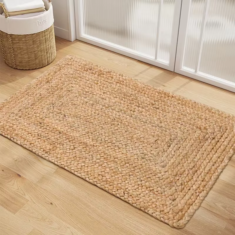 Tapis pour salon en Jute pur naturel tissé à la main sans colle