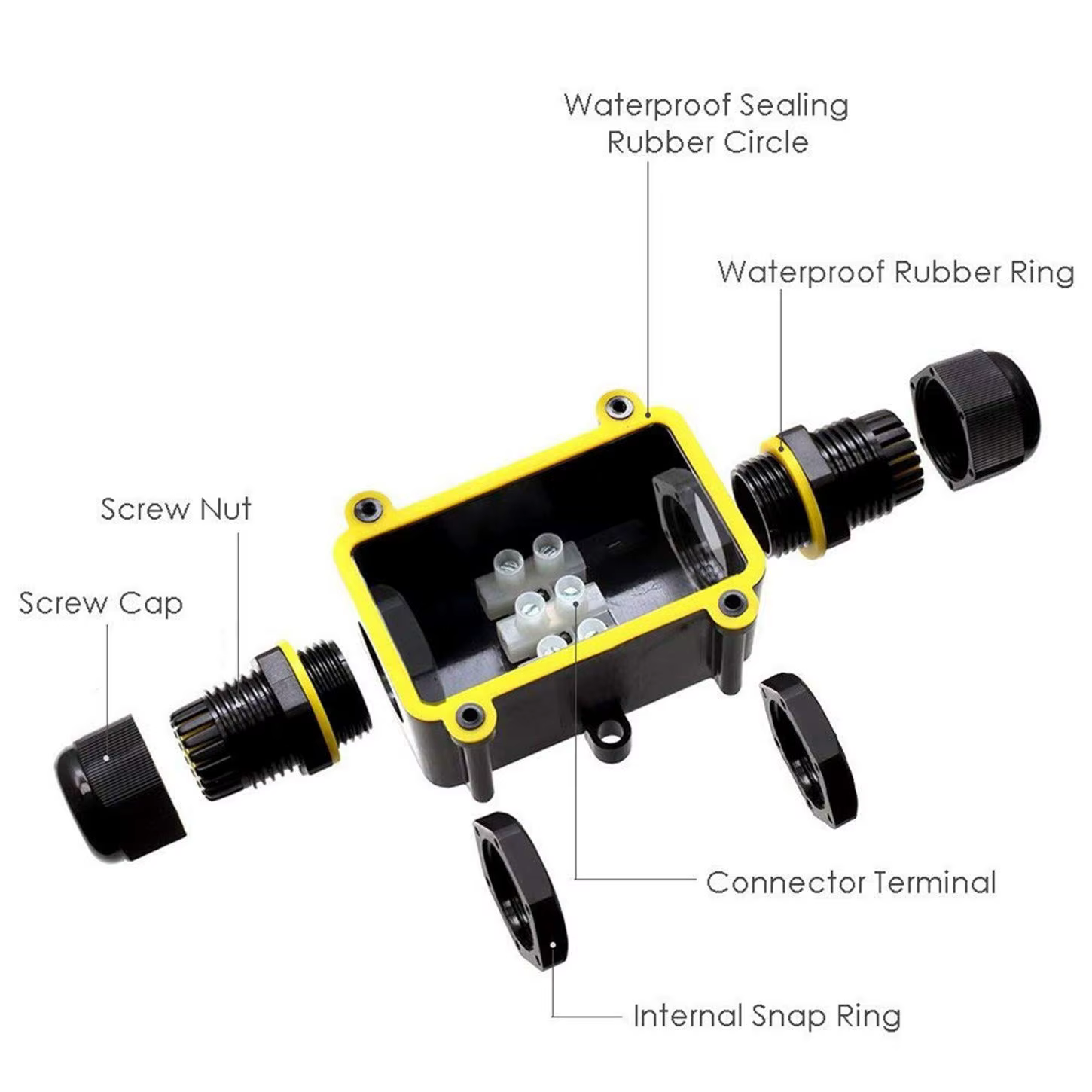 Boîte de jonction de connecteur de fil de câble électrique IP66 étanche extérieure à 2 voies avec boîte de jonction de Terminal 450V pour lumière LED