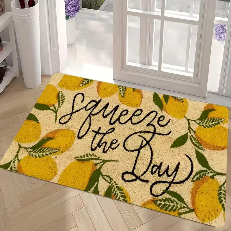 VIKAMA Tapis de bienvenue d'été à motif de fleurs de citron