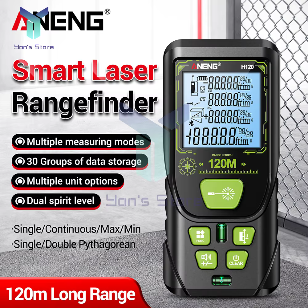 Télémètre laser professionnel rétroéclairé avec mode double base, outil de mesure de distance portable haute précision pour usage intérieur et extérieur