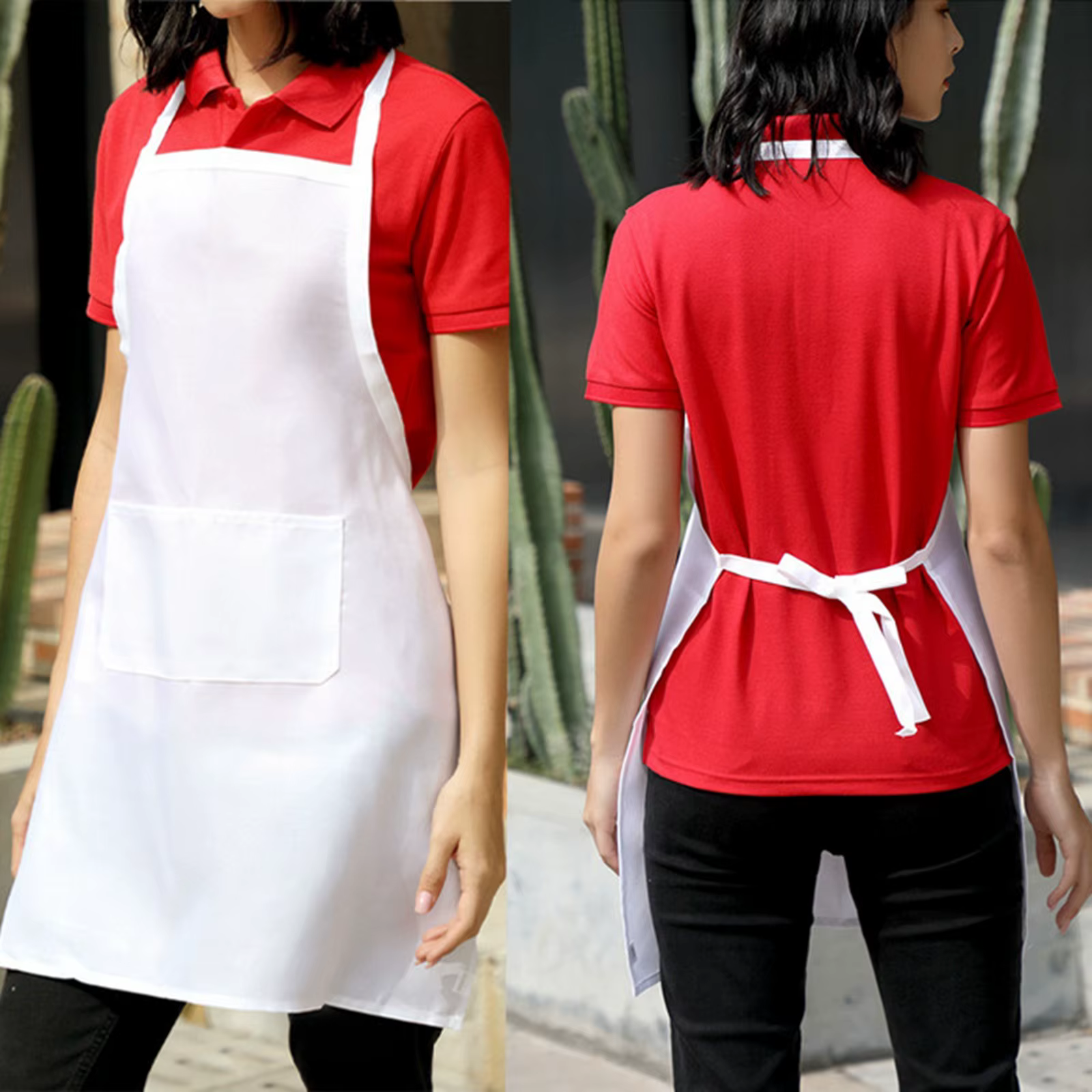 Tabliers de cuisine blancs pour femmes et hommes, 1/3 pièces, tablier de travail de Chef pour gril, Restaurant, Bar, boutique, cafés, uniforme de Studios d'ongles de beauté