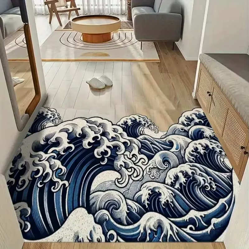 VIKAMA Tapis décoratif japonais Great Wave Art