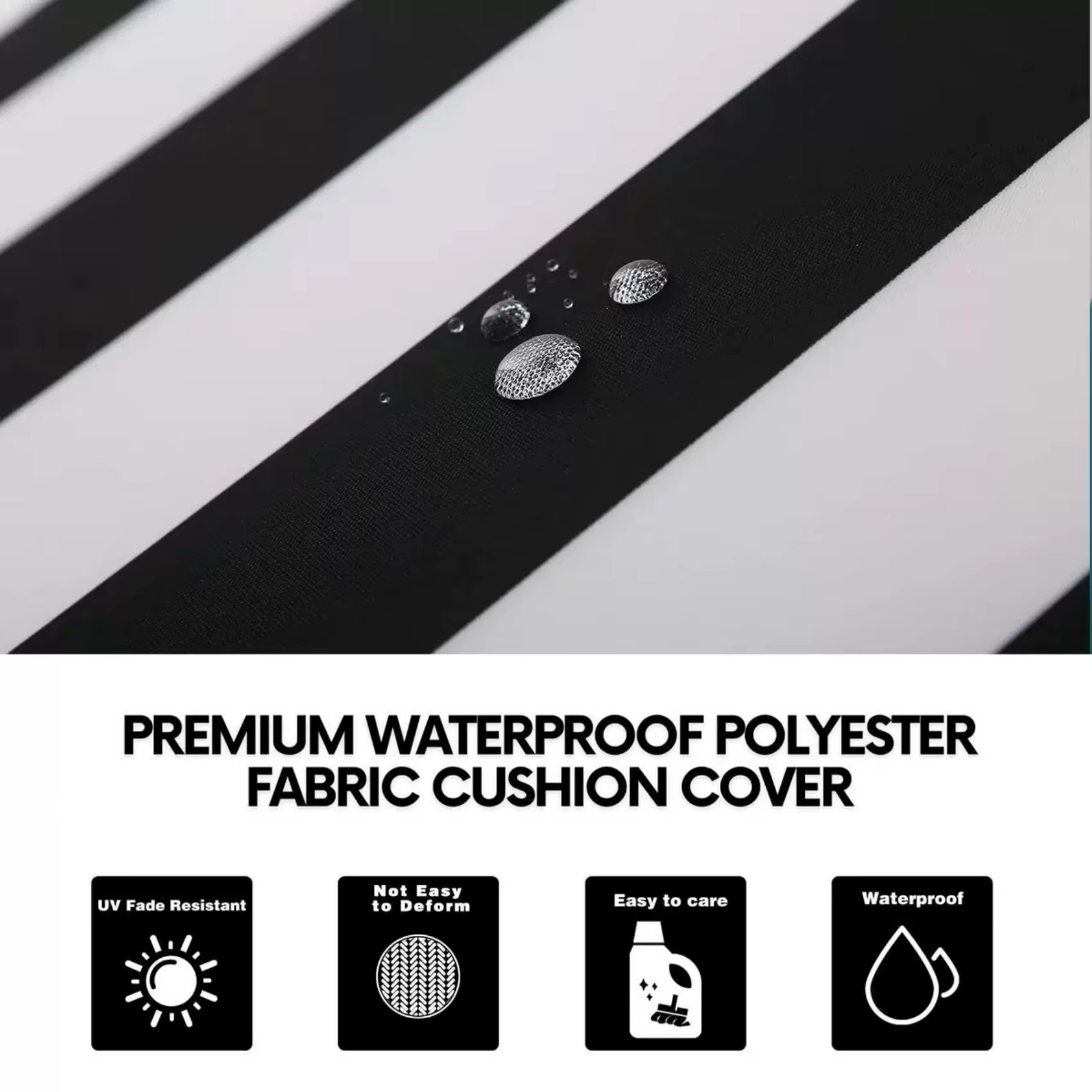 Coussin décoratif rayé imperméable pour extérieur