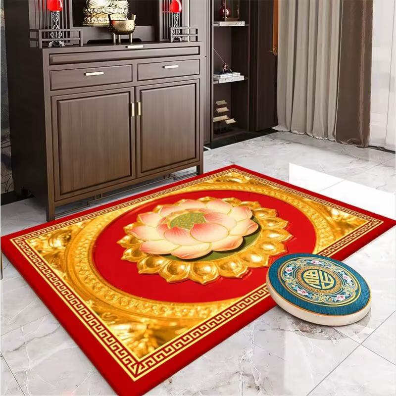 Tapis de grande surface imprimé fleur de Lotus chinois