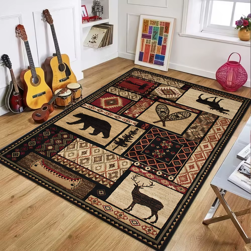 Tapis bohème ethnique à motifs d'animaux