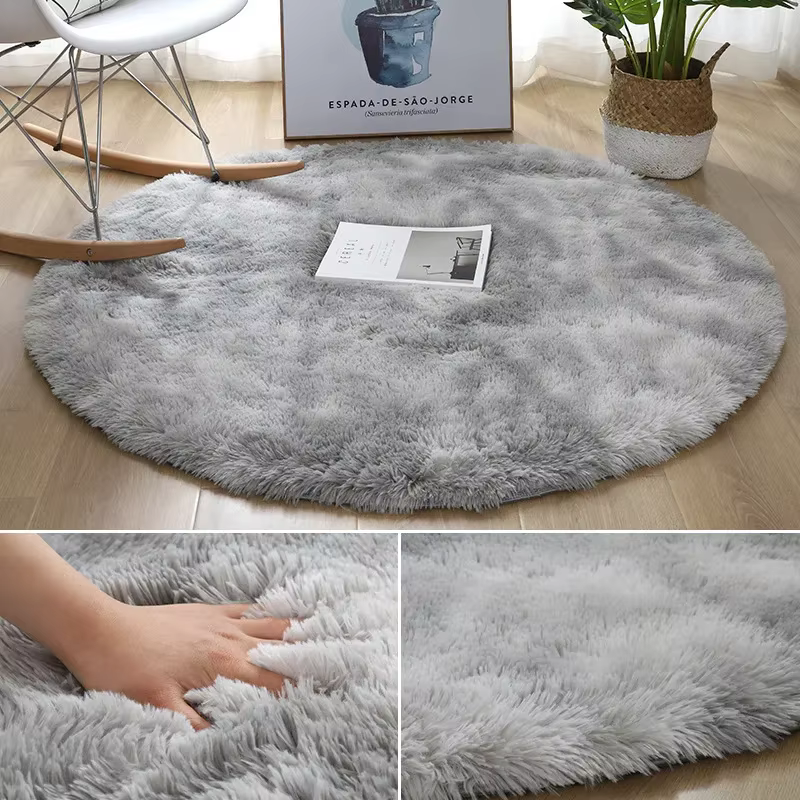Tapis en Polymères Ronds en Peluche Super Doux